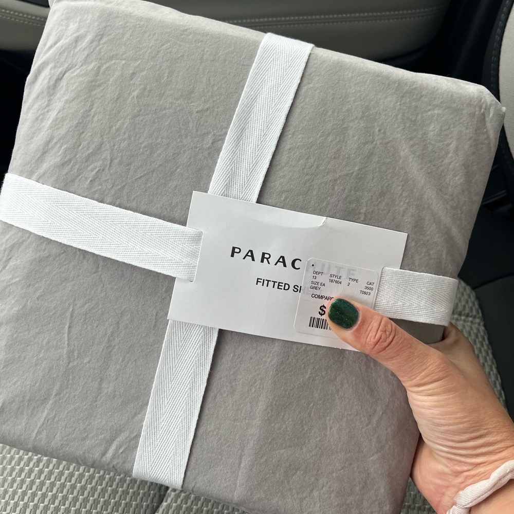 Parachute Brushed Percale Fitted Sheet in Grey